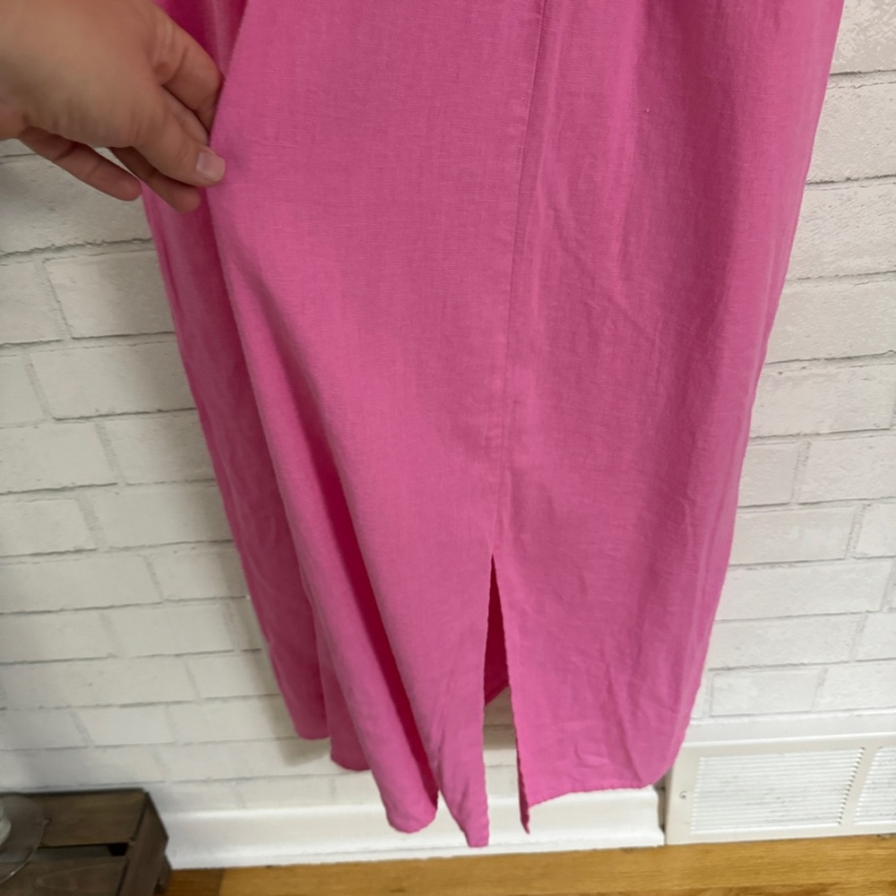 AVA & VIV Pink Ruffle Linen Empire Waist Dress - Picture 8 of 10